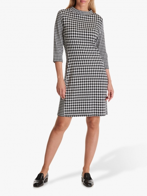 Betty Barclay Houndstooth Print Dress, Black/Cream