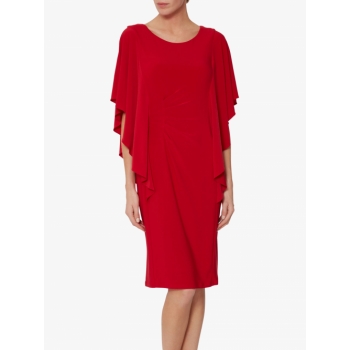 Gina Bacconi Rene Jersey Waterfall Sleeve Dress, Red