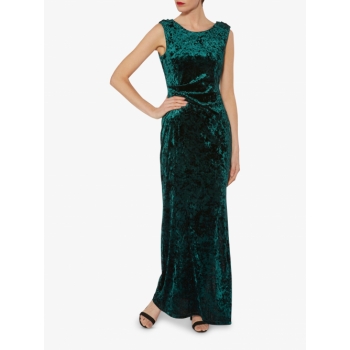 Gina Bacconi Anabelle Velvet Maxi Dress, Dark Green