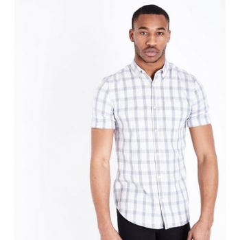 White Check Muscle Fit Shirt