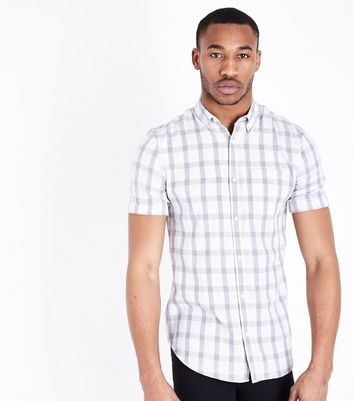 White Check Muscle Fit Shirt