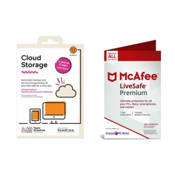 MCAFEE LiveSafe Premium (1 year, unlimited devices) & Team KnowHow Cloud Storage (1 year, 2 TB) Bundle