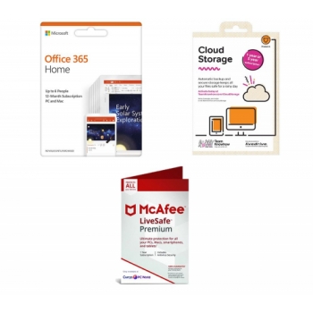 MICROSOFT Office 365 Home (1 year, 5 users), McAfee LiveSafe Premium (1 year, unlimited devices) & Team KnowHow Cloud Storage (1 year, 2 TB) Bundle