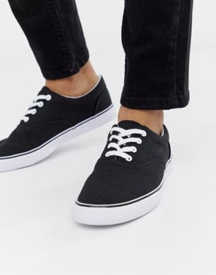 ASOS DESIGN lace up plimsolls in black