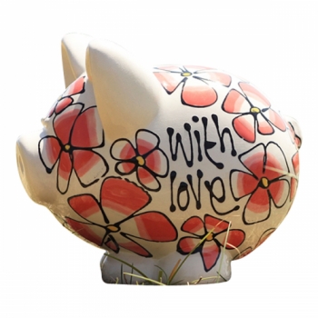 Gallery Thea Personalised Coral Pansy and Summer Flowers Piggy Bank, Small