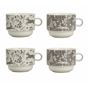 Sainsbury's Home Rural Retreat Set of 4 Stacking Mugs