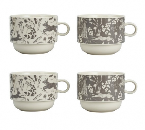 Sainsbury's Home Rural Retreat Set of 4 Stacking Mugs