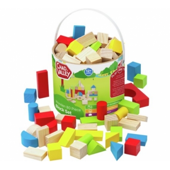 Chad Valley PlaySmart Wooden Block Set - 80 Pieces