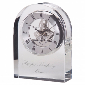 Dartington Crystal Personalised Curve Clear Clock, Palace Script Font