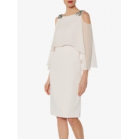 Gina Bacconi Harper Cold Shoulder Dress, Nude