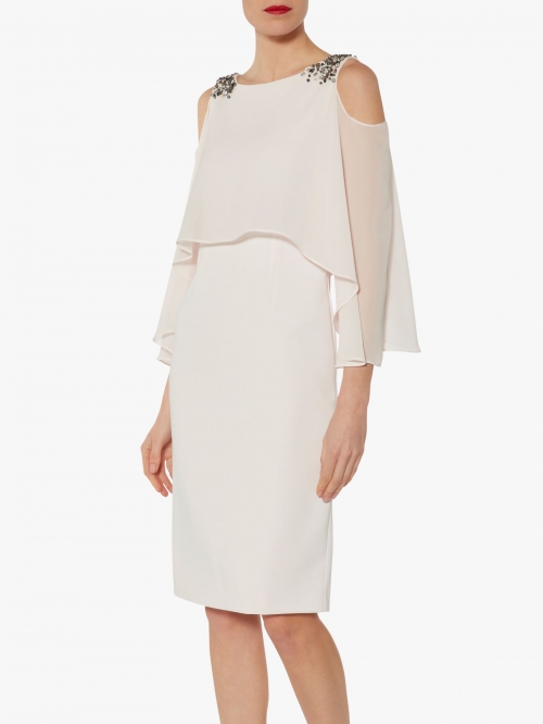 Gina Bacconi Harper Cold Shoulder Dress, Nude