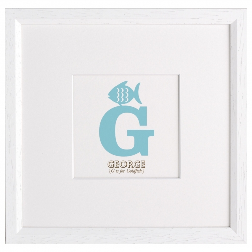 Letterfest Children's Name Animal Alphabet Framed Print, G - Goldfish