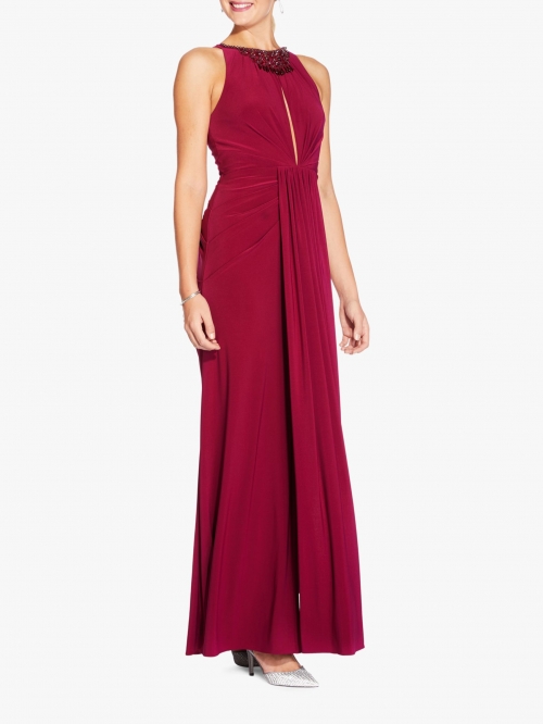 Adrianna Papell Matte Jersey Maxi Dress, Red Plum