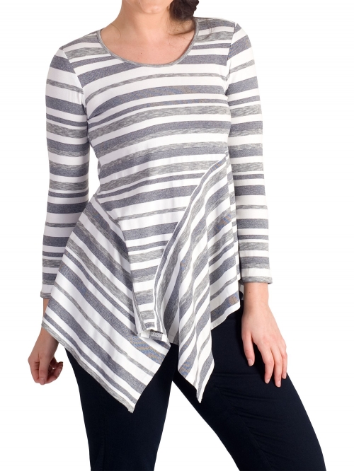 Chesca Stripe Jersey Top, Multi