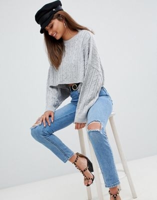 AX Paris cable knit cropped jumper