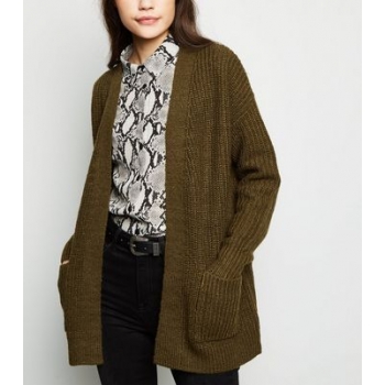 Khaki Oversized Knit Cardigan