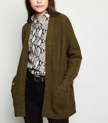 Khaki Oversized Knit Cardigan