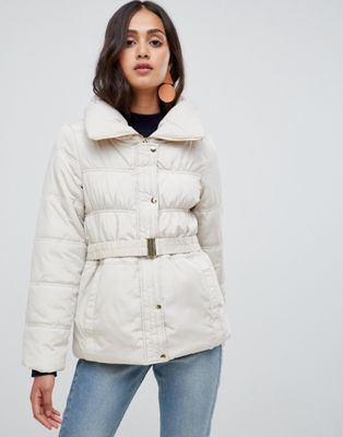 New Look short ruched padded coat