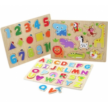 Chad Valley PlaySmart 3 Pack Wooden Puzzles