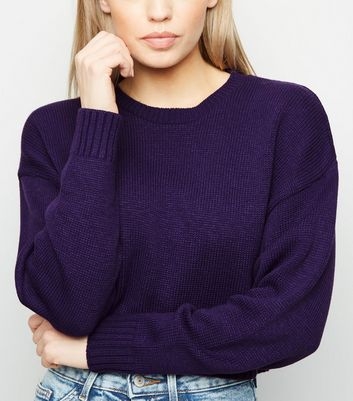 Dark Purple Boxy Crop Jumper