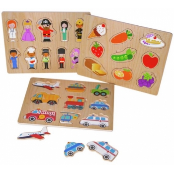 Chad Valley PlaySmart Wooden Puzzles - 3 Pack