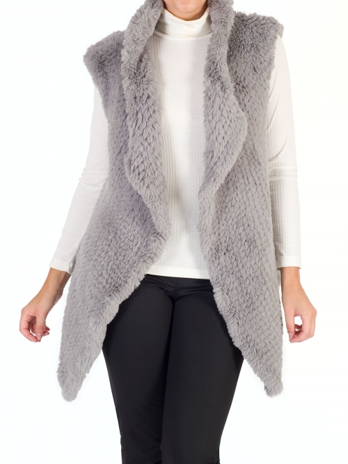 Chesca Faux Fur Gillet, Silver Grey