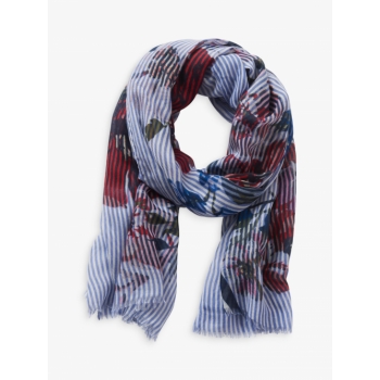 Betty & Co. Striped Floral Print Scarf, Blue/White