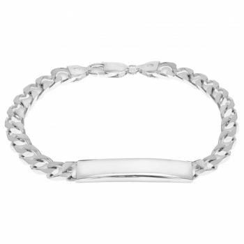 IBB Personalised Sterling Silver ID Curb Chain Bracelet, Silver