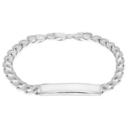 IBB Personalised Sterling Silver ID Curb Chain Bracelet, Silver