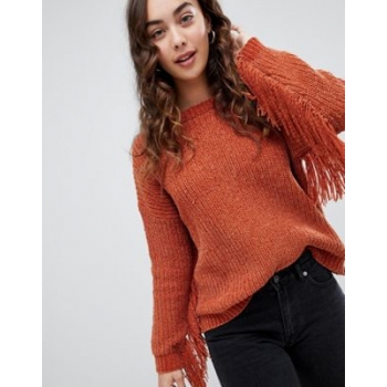 Brave Soul emery chenille jumper with fringing