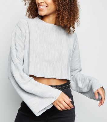 Cameo Rose Grey Stripe Cropped Jumper