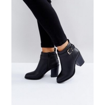 London Rebel Heeled Ankle Buckle Strap Boot