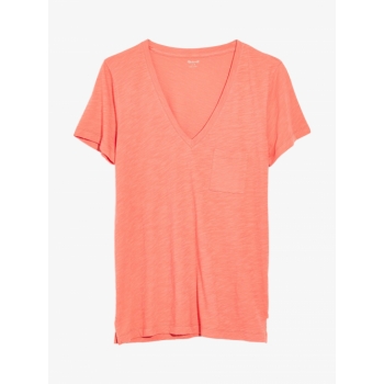 Madewell Whisper Cotton V-Neck Pocket T-Shirt, Dried Coral