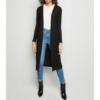 Black Fine Knit Midi Cardigan