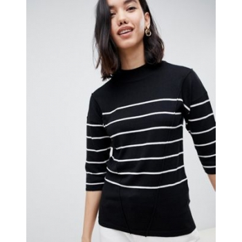 Gianni Feraud cropped sleeve jumper in breton stripe