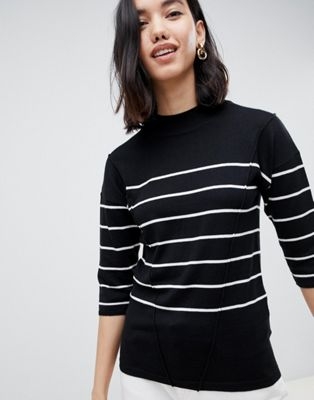 Gianni Feraud cropped sleeve jumper in breton stripe