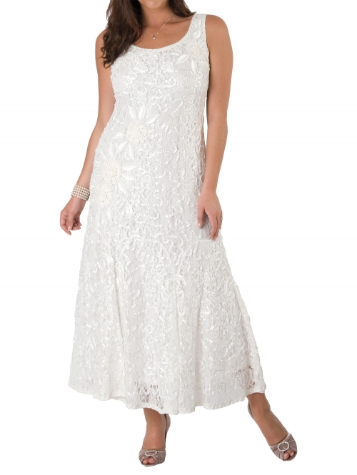 Chesca Lace Cornelli Embroidered Dress, Ivory