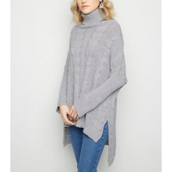 Urban Bliss Pale Grey Cable Knit Longline Jumper