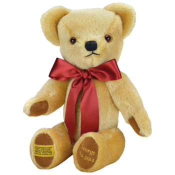 Merrythought Personalised London Gold Teddy Bear With Gold Thread Soft Toy, Gold/Red