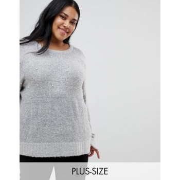 Brave Soul Plus Jumper with Pearl Embellishment