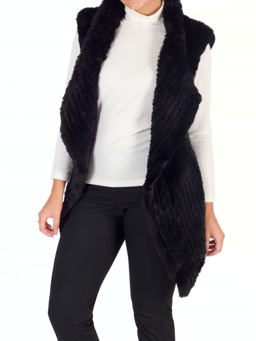 Chesca Faux Fur Gillet, Black