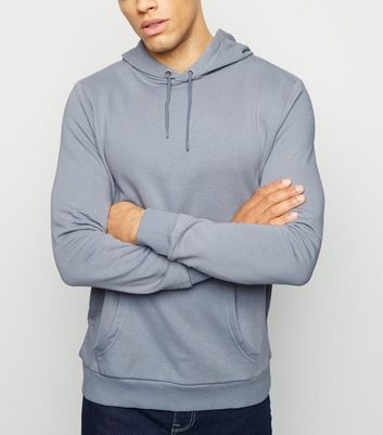 Pale Blue Pocket Front Long Sleeve Hoodie