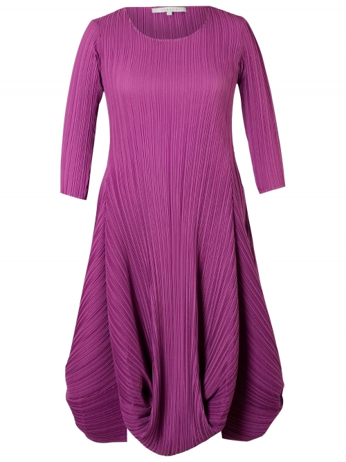 Chesca Crush Pleat Crepe Dress, Damson