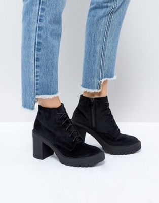 St Sana Velvet Platform Chunky Heel Boot