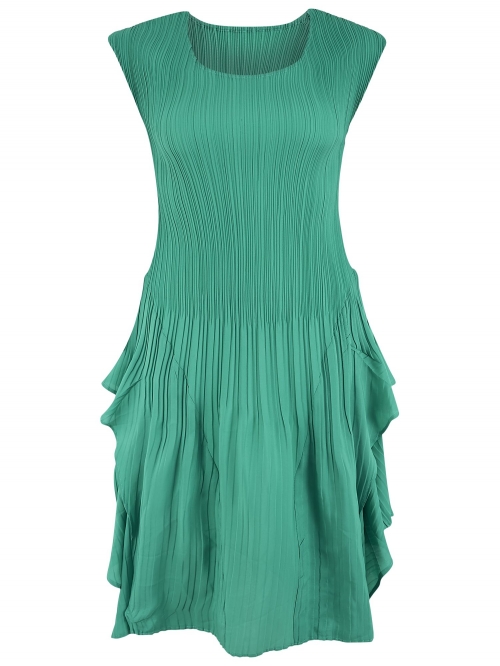 Chesca Double Layer Pleated Sleeveless Dress, Jade