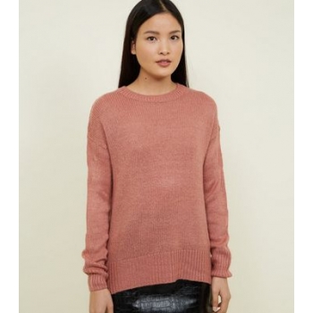 Mid Pink Curved Hem Jumper