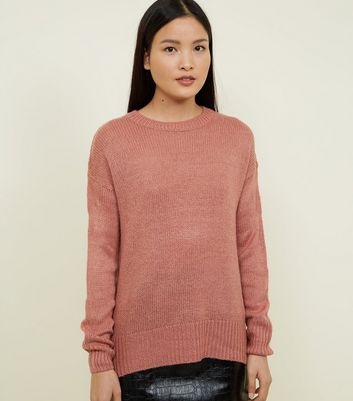 Mid Pink Curved Hem Jumper