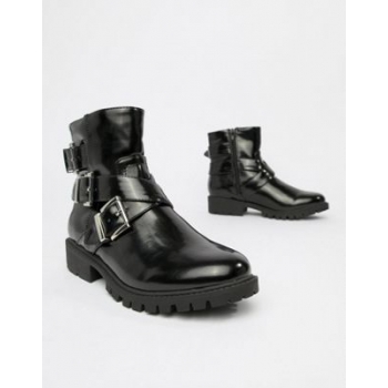 London Rebel chunky buckle boots