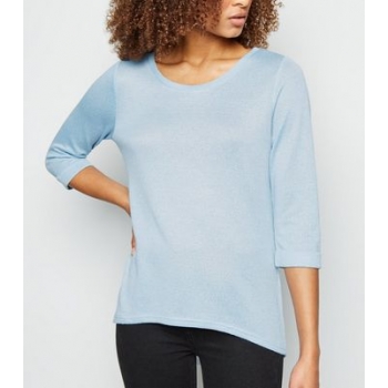 Pale Blue 3/4 Sleeve Fine Knit Top