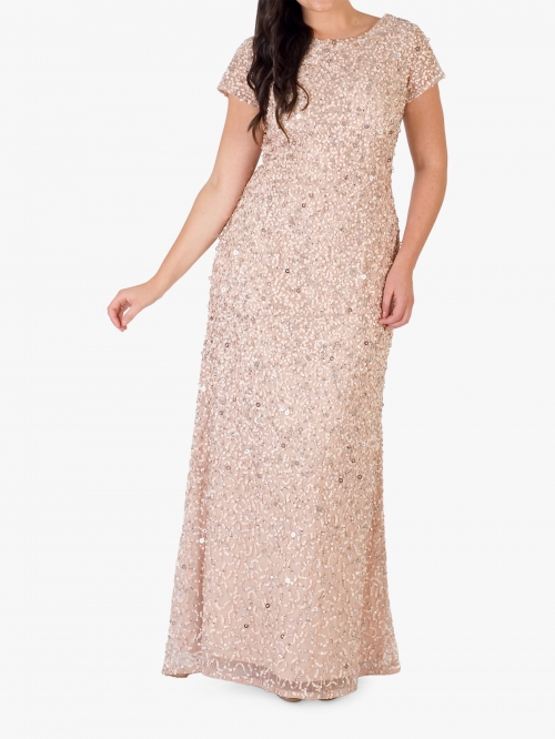 Chesca Allover Bead Dress, Blush